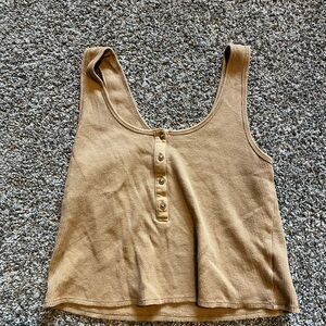 Old Navy Tan Crop Tank Top with Button Details